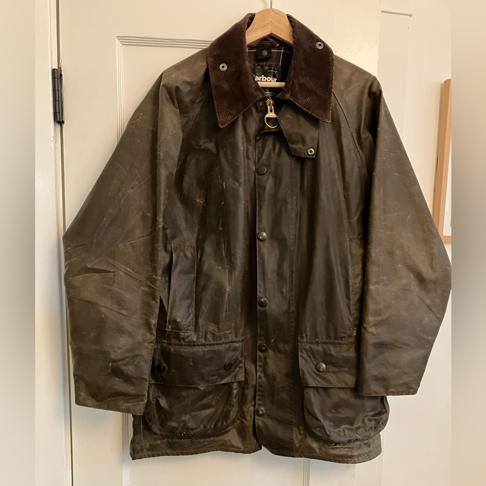 Barbour Classic Beaufort Waxed Jacket, Olive, size 38